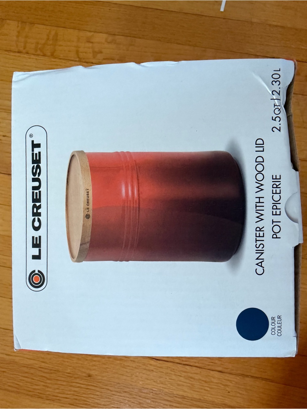 Le Creuset 2.5Q Stoneware Canister with Wood Lid - Marseille Blue - Picture 5 of 5